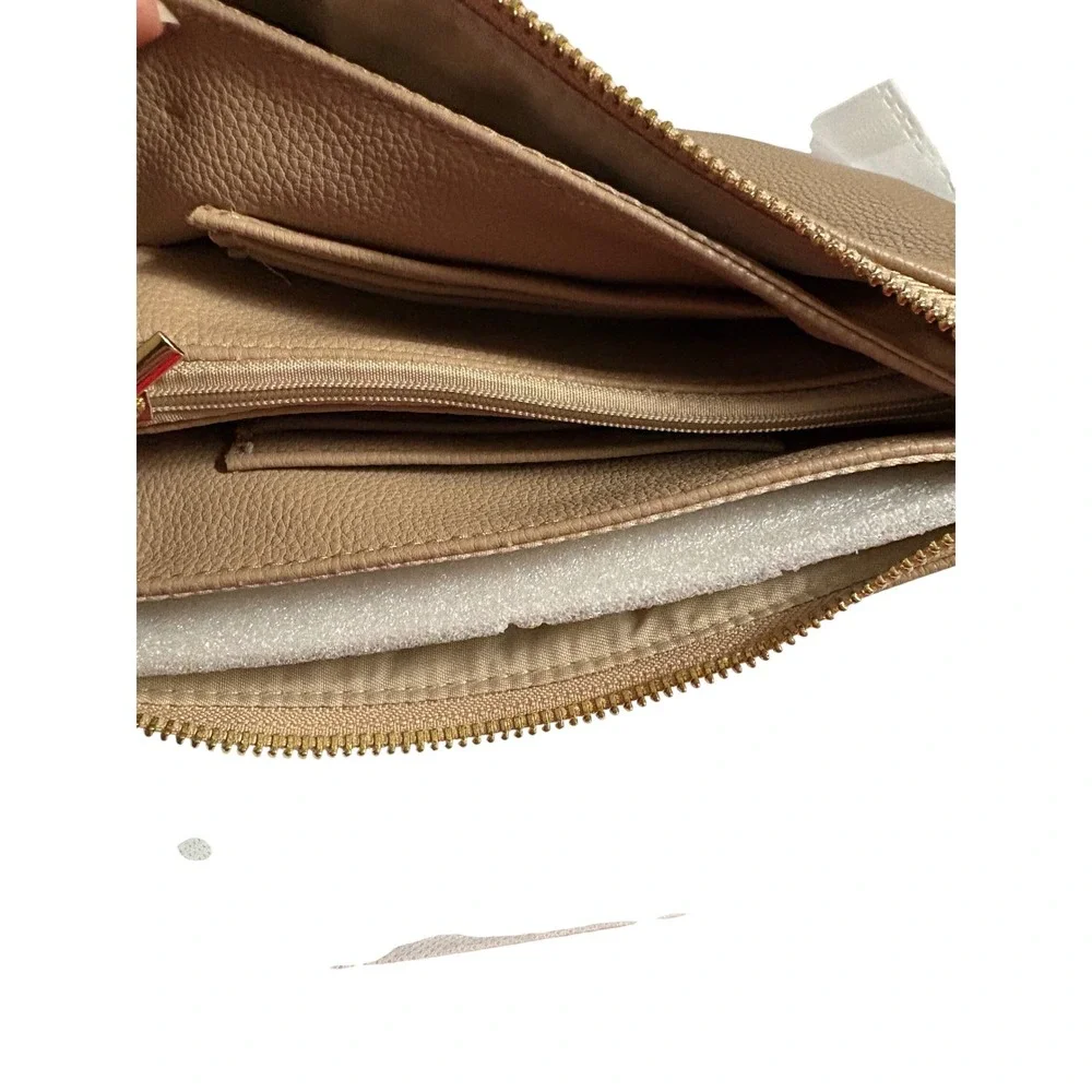Brentano Nude Pebbled Triple Compartment Clutch Bag NEW‎